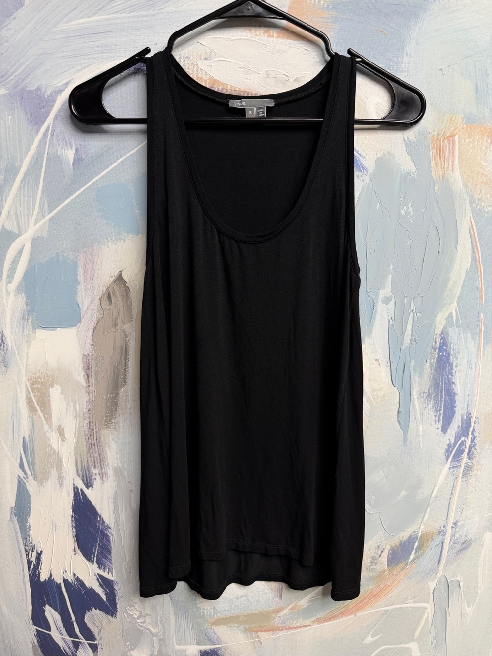 Vince Black Longline Tank Top S Sleeveless Scoop Neck Modal Stretch